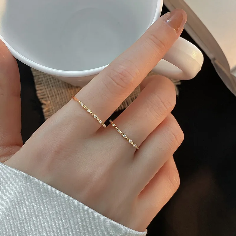 

Simple Style Diamond Open Ring Silver Golden Color Women Fashion Jewelry Adjustable