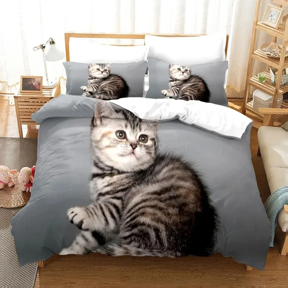 Фото 3D милые волки, кошка, собака, комплект постельного белья с принтом, милый пододеяльник, пододеяльник, дикое животное, племенное покрывало с наволочками, постельное белье на заказ №5