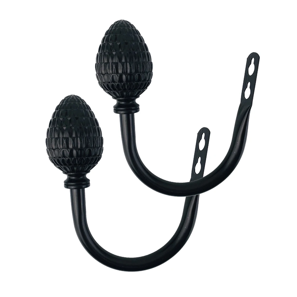 

1 Pair Accessories Holder Pine Cones Hook Hotel Decorative Vintage Curtain Holdback U Shape Wall Window Living Room Metal