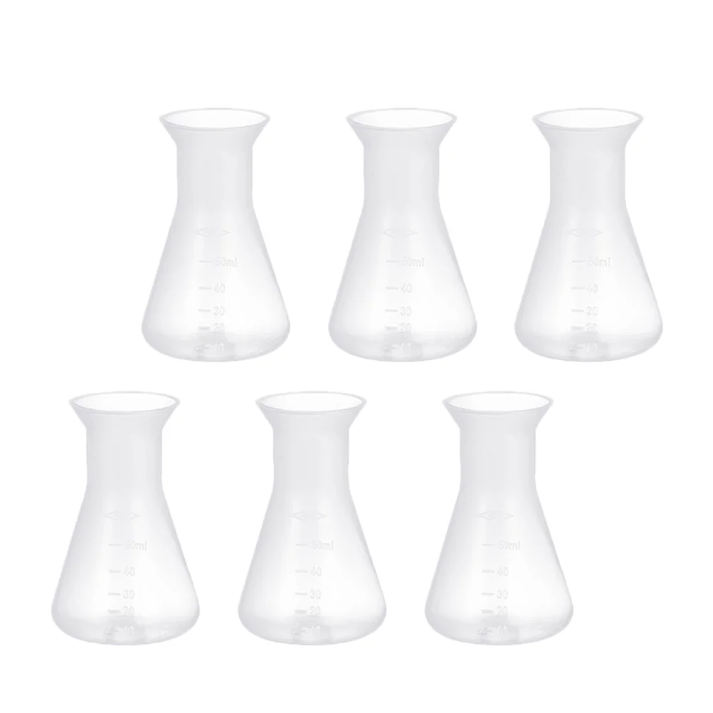 

6pcs Science Flasks Erlenmeyer Flasks Professional Laboratory Beakers 50ml Jars