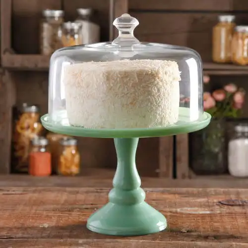 

Beauty 10-Inch Cake Stand with Glass Cover, Mint Green מסננת אורז для кухни полезные вещи Kitchen s