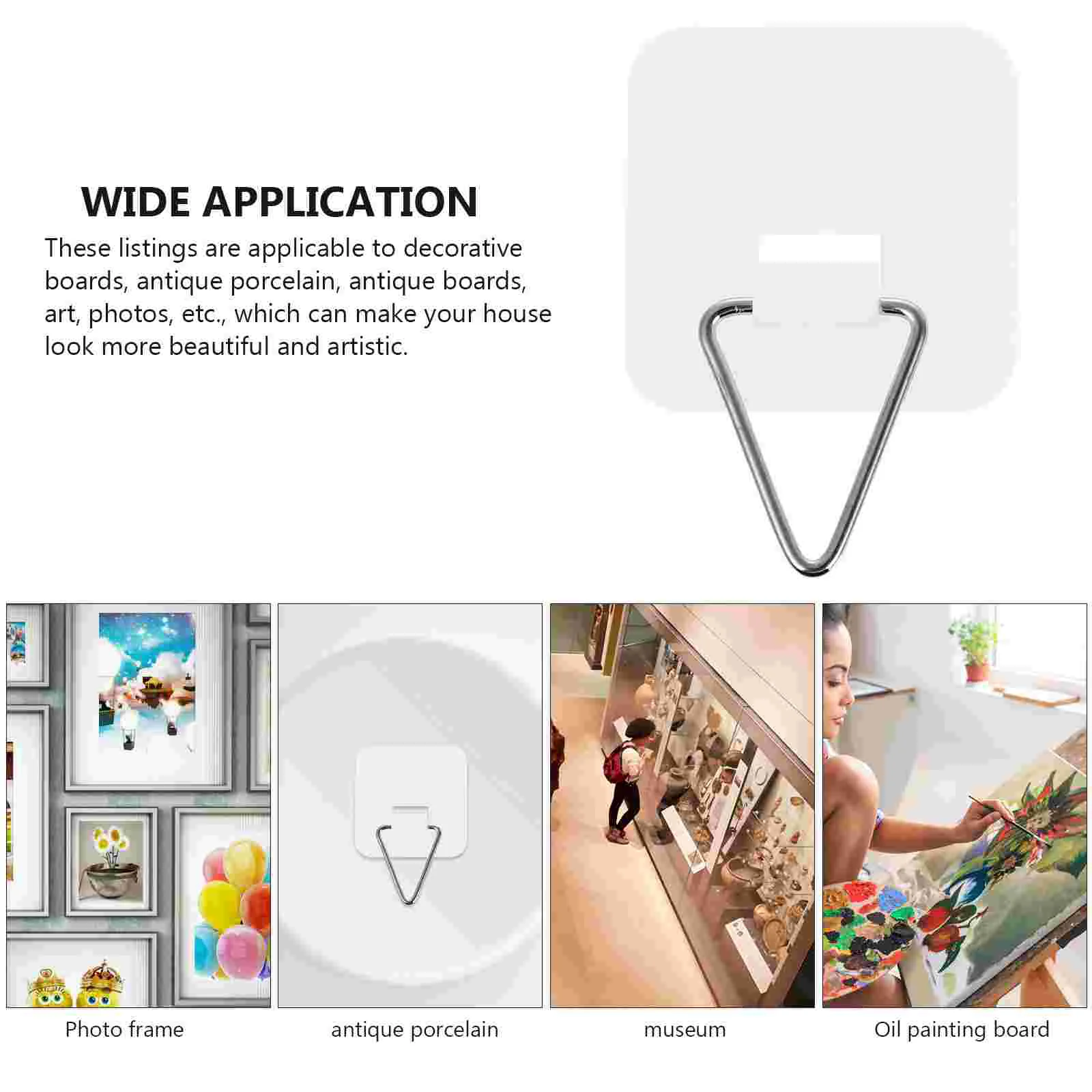 

50pcs Adhesive Plate Hanger Wall Mounted Dishes Hook Sticky Plate Fixing Hooks