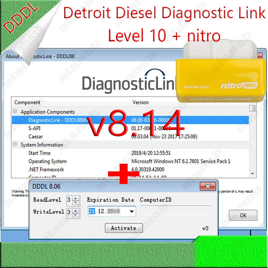 2021 Детройт дизельное диагностическое соединение 8,14 DDDL 8,08 Устранение неисправностей данные DDEC отчет + нитроobd2