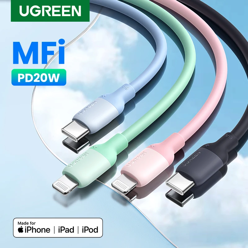 

UGREEN MFi Silicone USB C to Lightning Cable 20W PD for iPhone 14 13 12 Pro Max Fast Charging for Phone Type C Cable