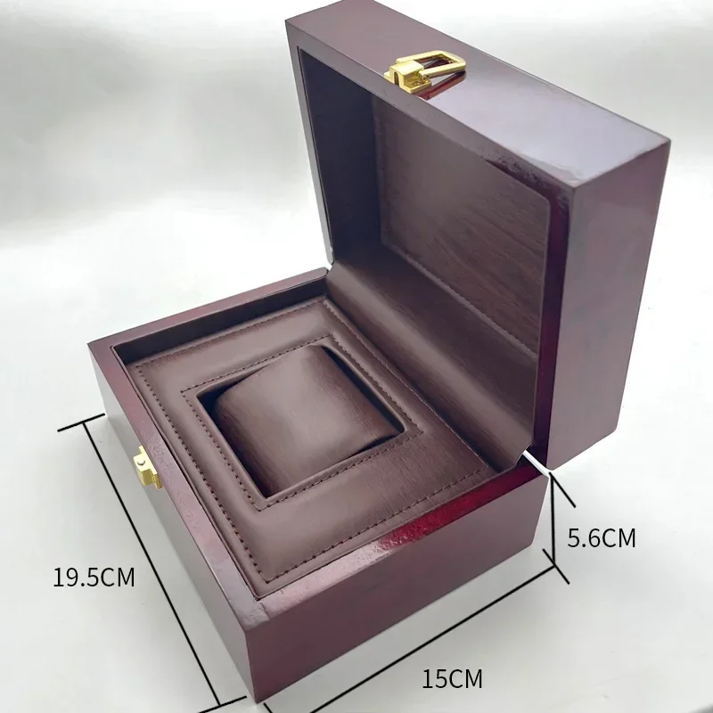 Фото Подарочная коробка для часов OEM класса люкс, органайзер для хранения, с отделкой под рояльное дерево, пылезащитная, деревянная, с возможностью нанесения логотипа №5