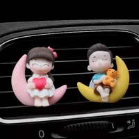 lovely couple girl boy figurines perfume clip car air vent freshener scent aromas diffuser decor auto interior accessories