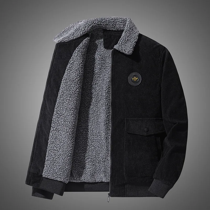 

Мужская теплая флисовая куртка, модная Вельветовая куртка с меховым воротником, повседневная куртка в стиле милитари на осень и зиму, 2023