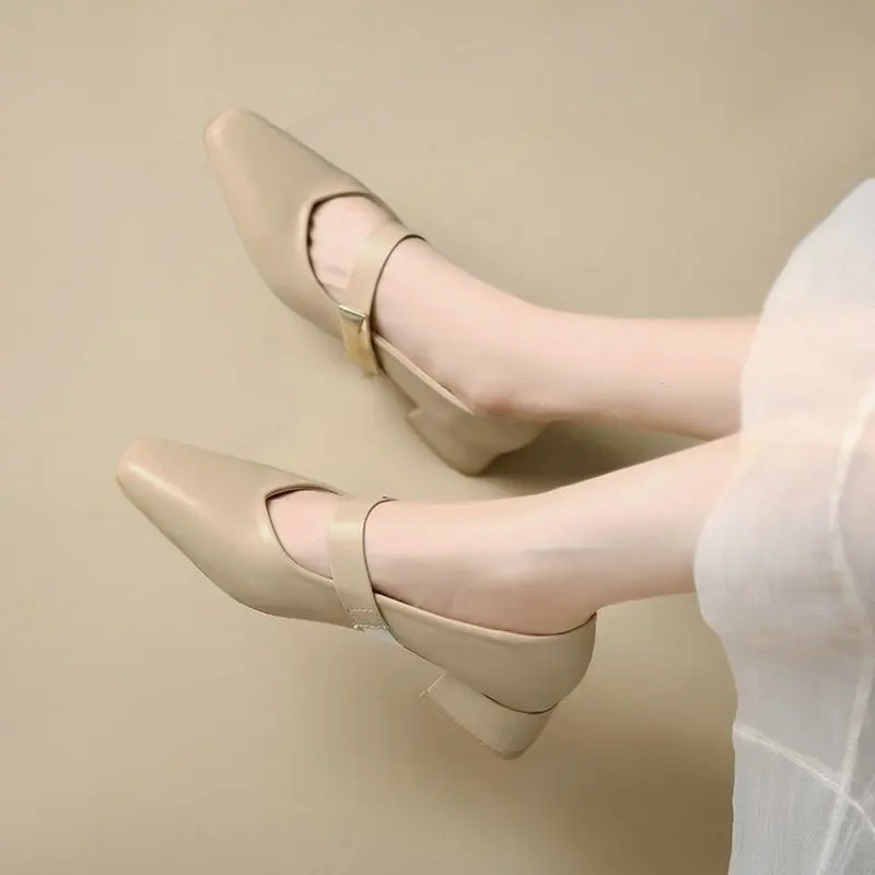 

Женские туфли на низком каблуке, туфли-лодочки с квадратным носком в стиле ретро, Туфли Мэри Джейн, повседневные туфли, размеры 34-39, для весны и осени, 2023