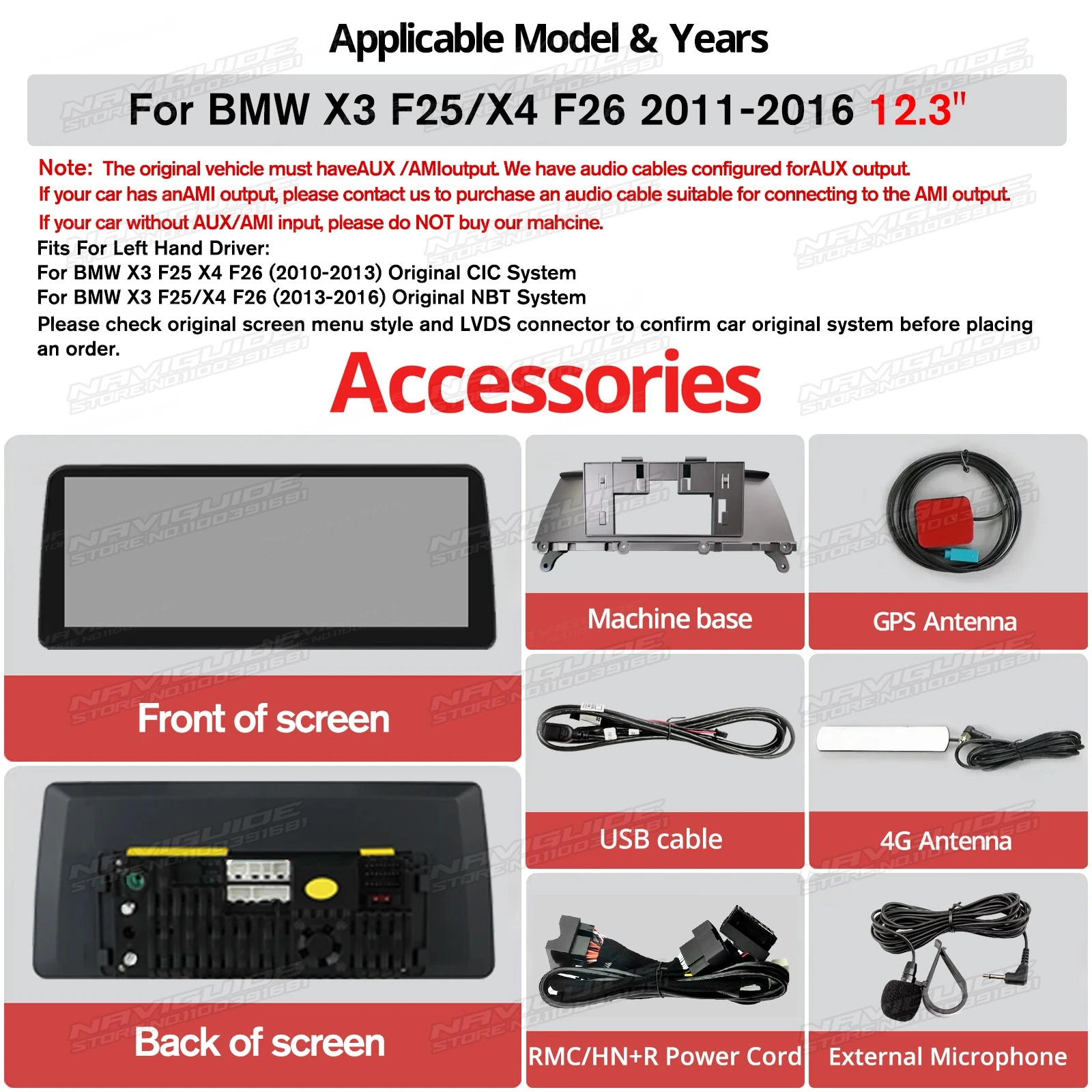 NAVIGUIDE Android13 12 3 &quotавтомобильный радиоприемник для BMW X1 F48 2016-2017 NBT система Carplay