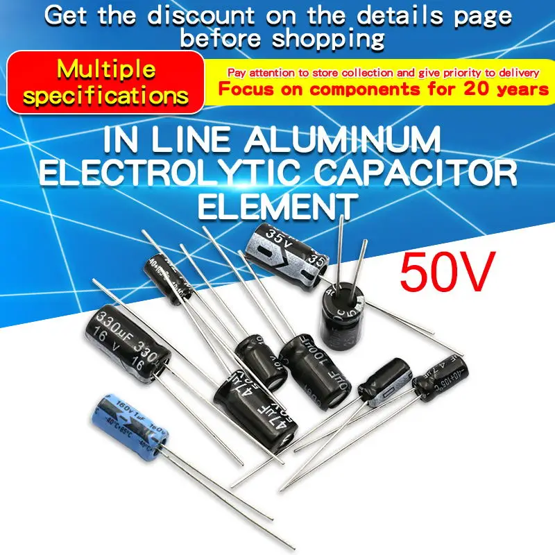 

50V 10PCS Aluminum Electrolytic Capacitor 0.47uF 1000uF 100uF 10uF 1uF 2.2uF 220uF 22uF 330uF 33uF 3.3uF 4.7uF 470uF 47uF 680uF