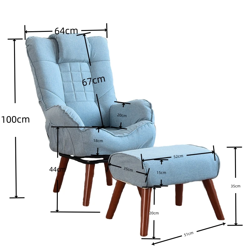Стул акцентный в японском стиле с оттоманкой вращающаяся на 360 градусов мебель