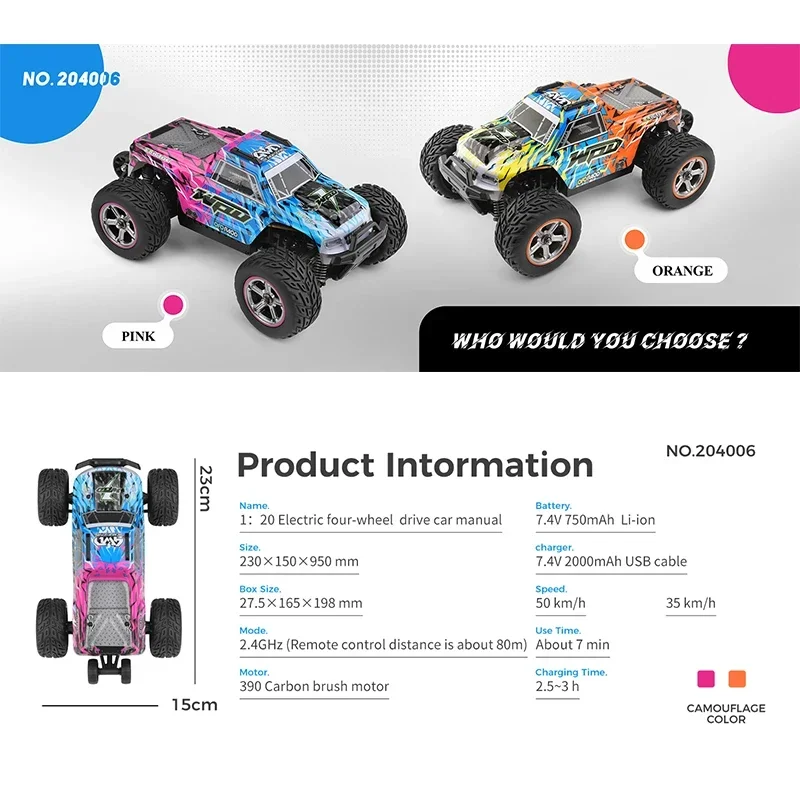 Новости WLtoys 204006 Радиоуправляемая машина 1/20 50 км/ч матовая со светодиодной