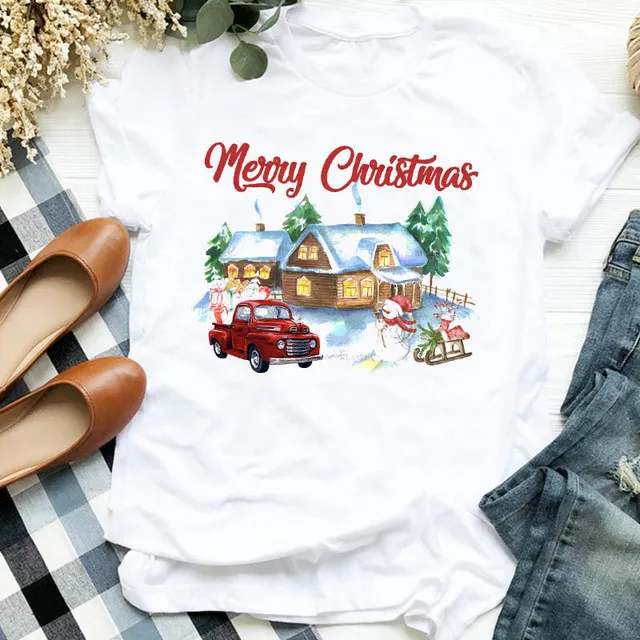 

American Holiday Christmas Printing Short Sleeve T-shirt of Loose Garment The Pattern Graphic T Shirts Women T Shirt