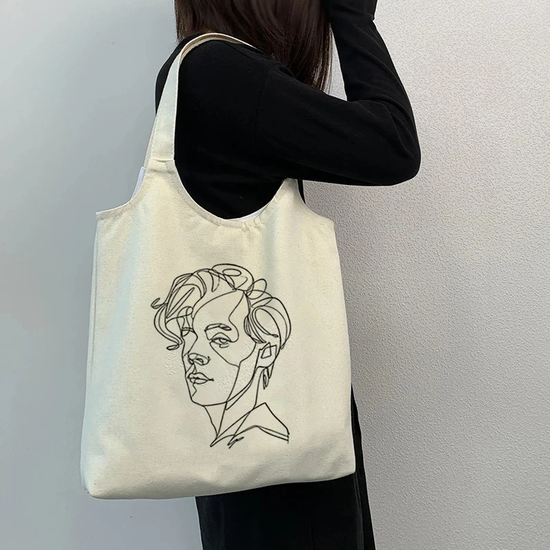 

BUT DADDY I LOVE HIM Women's Bag Canvas Bag Large Capacity Reusable Harajuku Shopping Bag Hip Hop Cartoon Women's Shoulder Bag