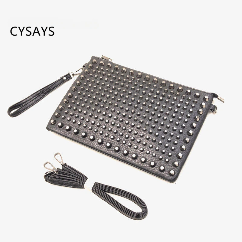 

2023 Korean new Fashion Trend High-quality Leather Clutch Bag with Punk Style Rivets, Envelope Shape, Unisex Wrist Bag,
