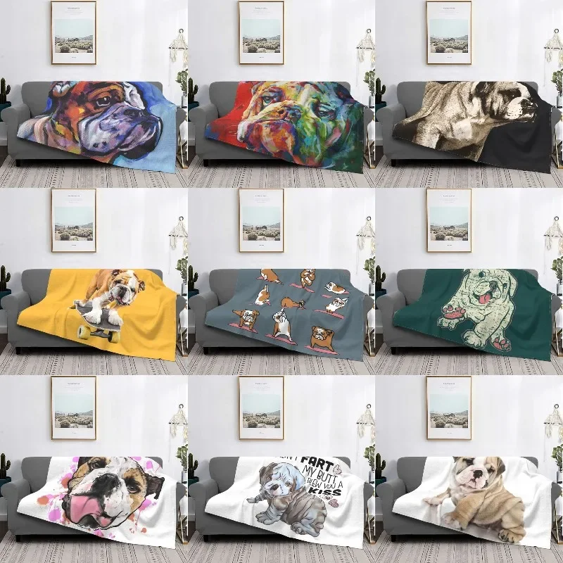 

Флисовый бульдог яркий красочный поп-дог художественное украшение теплое одеяло фланелевые одеяла для собак для кровати одеяла для путешествий