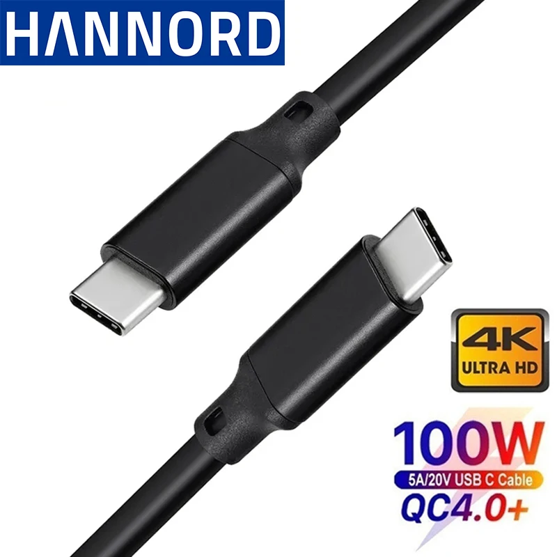

Видео-и аудиокабель Hannord4K 60 Гц Type-C на USB C «Папа-папа» 3,2 Gen2 100 Вт 5A 20 Гбит/с 10 Гбит/с PD Type C