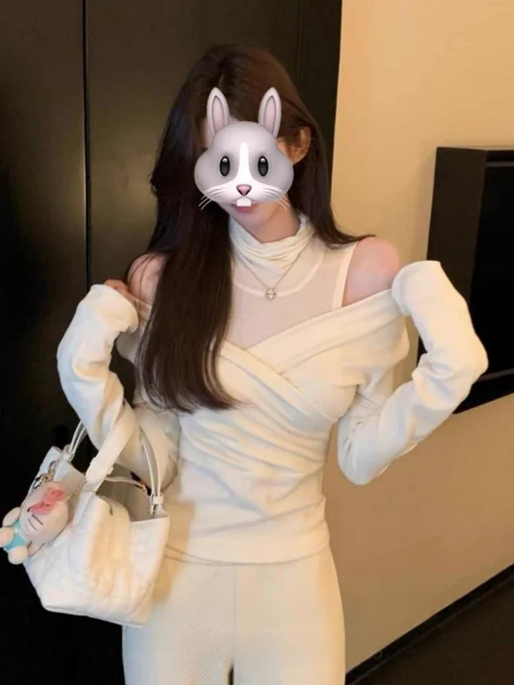 Поддельная рубашка из двух частей с полувысоким воротником и открытыми плечами