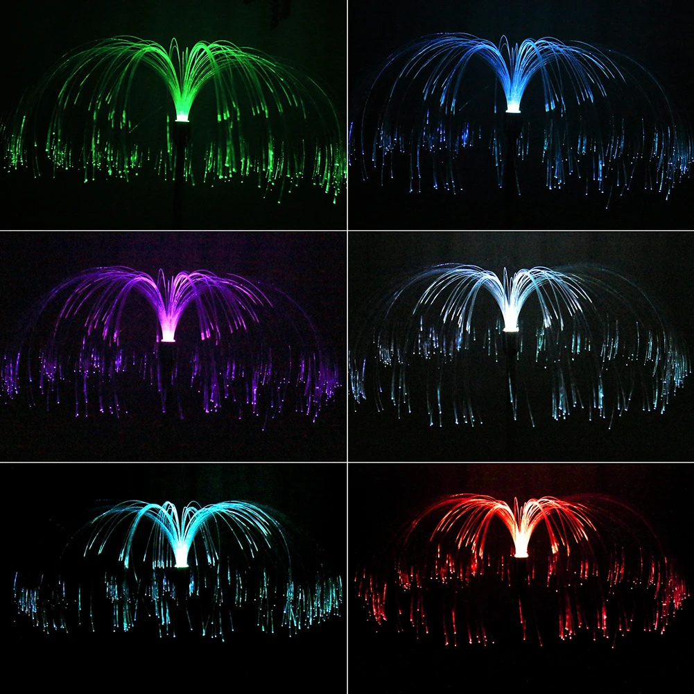 

2pcs LED Solar Fiber Optic Light Colorful for Outdoor Ground Outdoor Wireless Fiber Optic Lamps For Lawn/Walkway/Landscape
