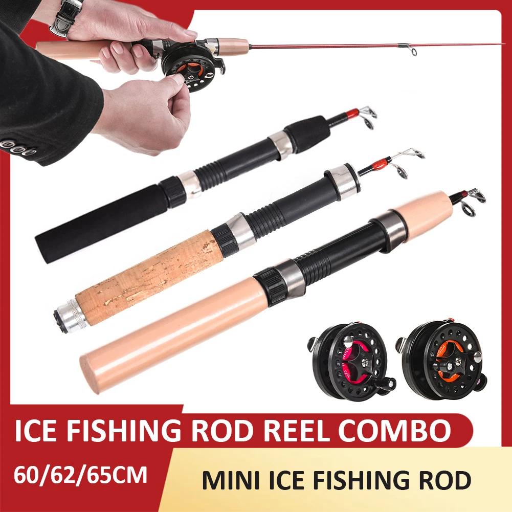 

Lightweight Winter Ice Fishing Rod Reel Combo Telescopic Fishing Rod Glass Fiber Ice Fishing Rod Anti Slip EVA Grip Fishing Pole