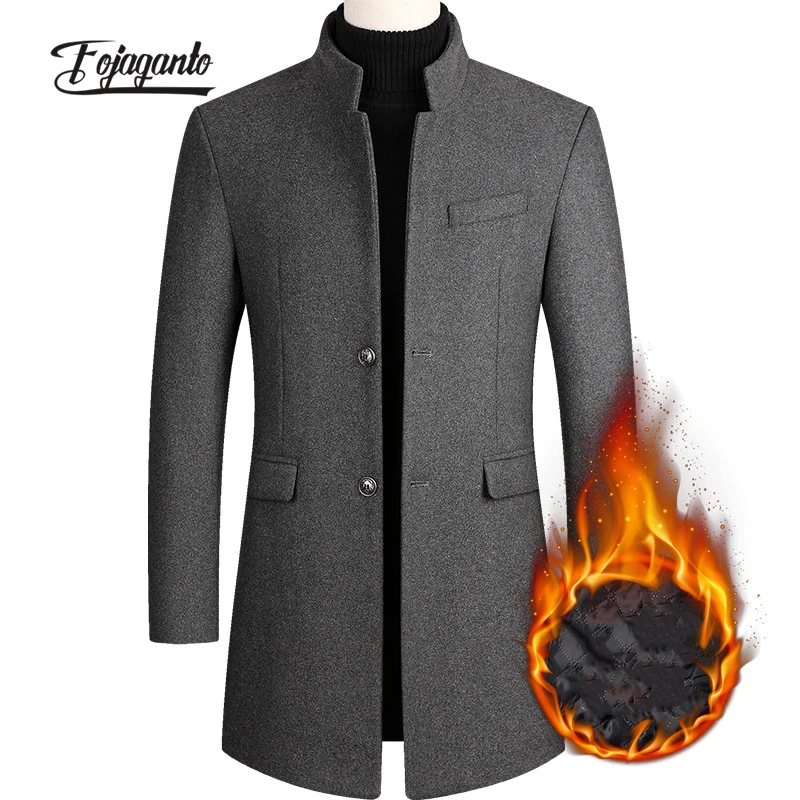 

FOJAGANTO 2023 Casual Wool Blend Coat Male Solid Color Slim-Fit Trend Coat High-Quality Design Fashion Selling Casual Coat Men