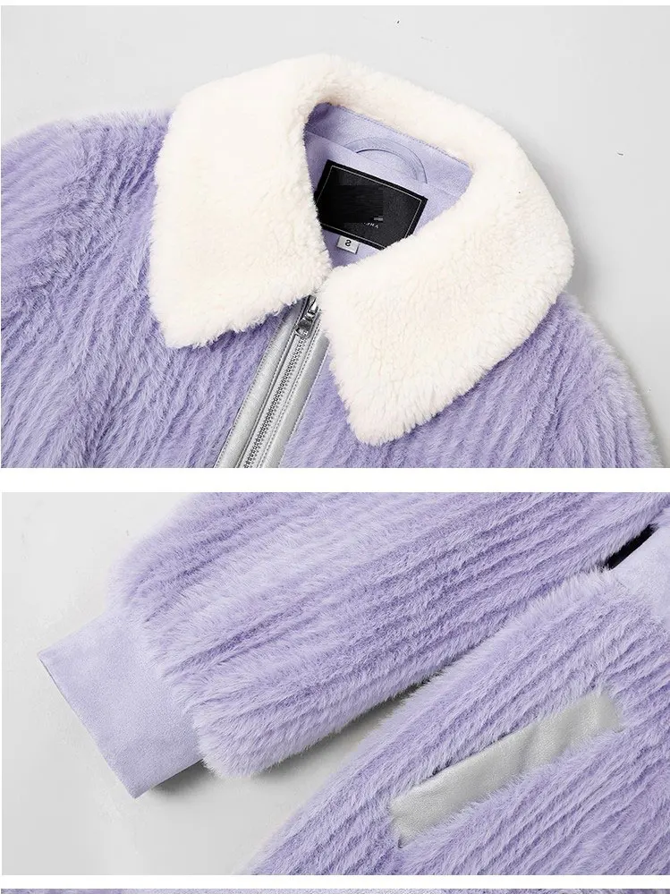 COZOK Woman Mink Plush Jackets Lapel Full Sleeve Slim Waist Casual Style Elegant Super Long Outcoat  2022 Winter Fashion