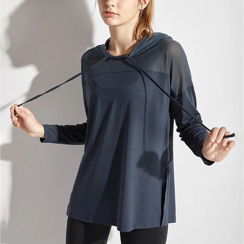 Женские спортивные толстовки свободная сетчатая рубашка для йоги футболки бега