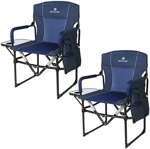 

Складной стул для кемпинга с карманом для хранения и боковым столом, компактные портативные стулья для кемпинга на открытом воздухе, для кемпинга, лужайки, походов, рыбалки