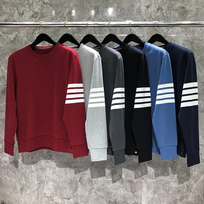 TB THOM Men's Sweatshirts 2023 New Arrival Luxury Brand Hoodies Classic Cotton Crewneck Pullovers Tops Casual Sports Sweatshirts