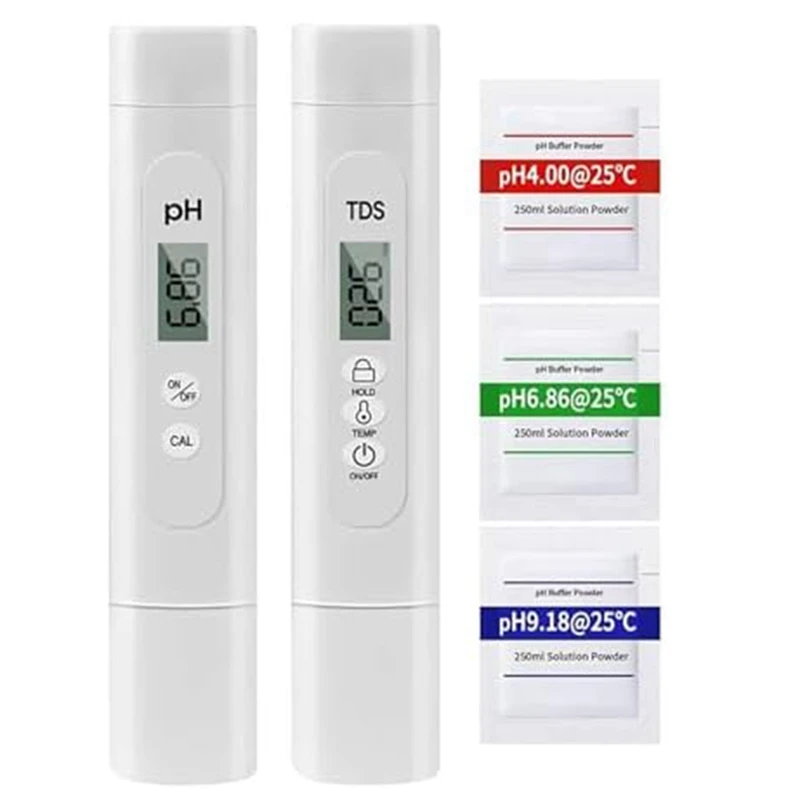 

Digital Water Quality Tester 0-14PH Meter TDS Temperature Tester For Drinking Water Pool Aquarium Automatic Calibration White