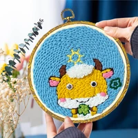 diy cartoon poke poke embroidery couple embroidery painting homemade gift creative home decoration diy simple wool painting
