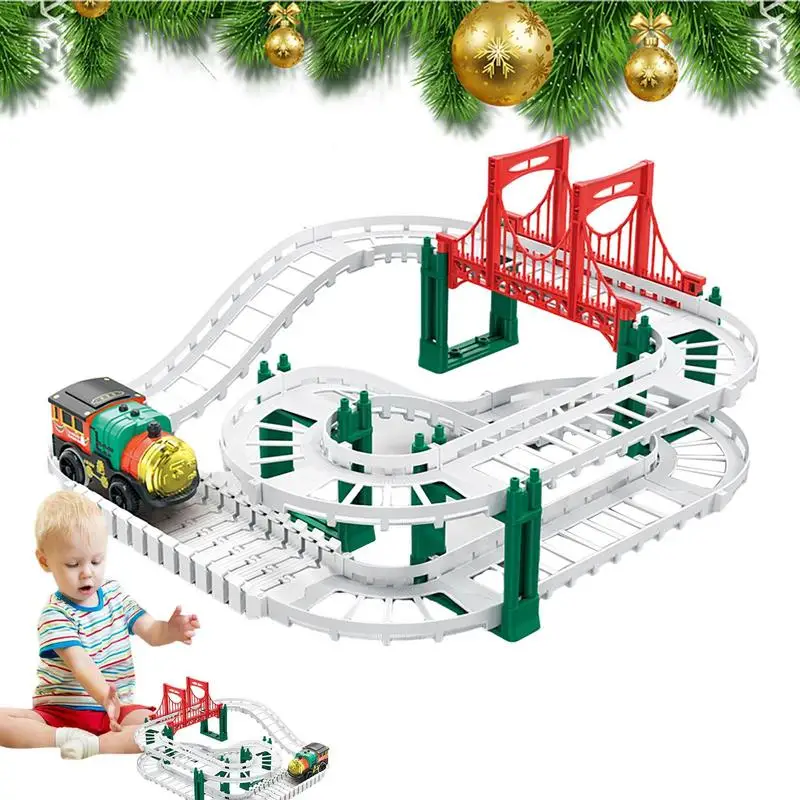 

Рождественские гоночные треки и автомобильные игрушки, гоночная дорожка Монтессори, строительные игрушки для дошкольных игр, подарки на день рождения