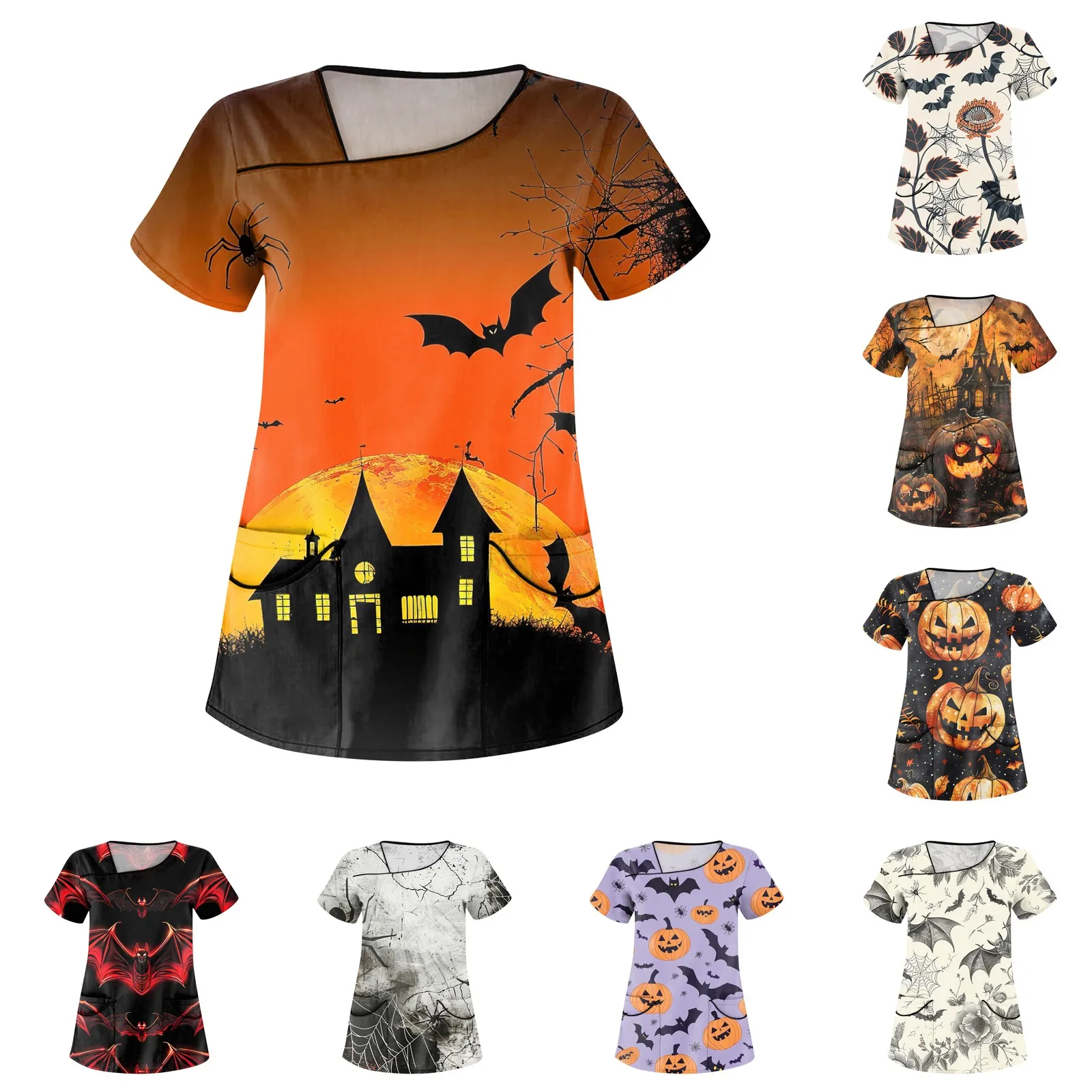 Женская Униформа Медсестры На Хэллоуин Топ С Короткими Рукавами И V-образным