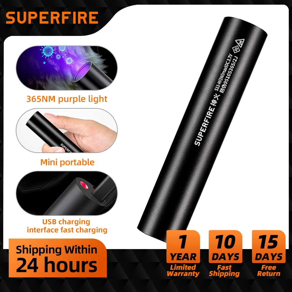 Rechargeable LED UV Flashlight Ultraviolet Torch Zoomable Mini 365nm UV Black Light Pet Urine Stains Detector Scorpion Hunting