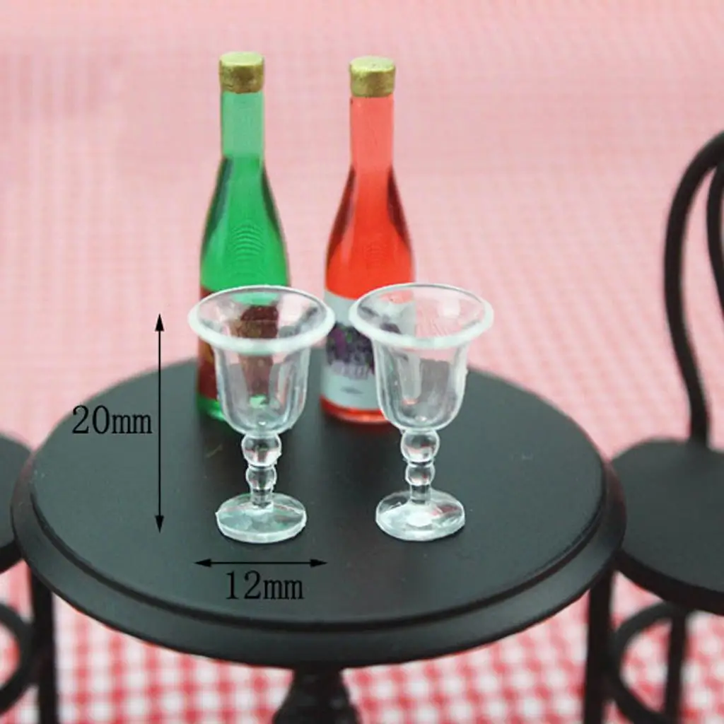 

4 Pieces 1/12 Dollhouse Miniature Clear Wine Glass Juice Cup Goblet Kitchen