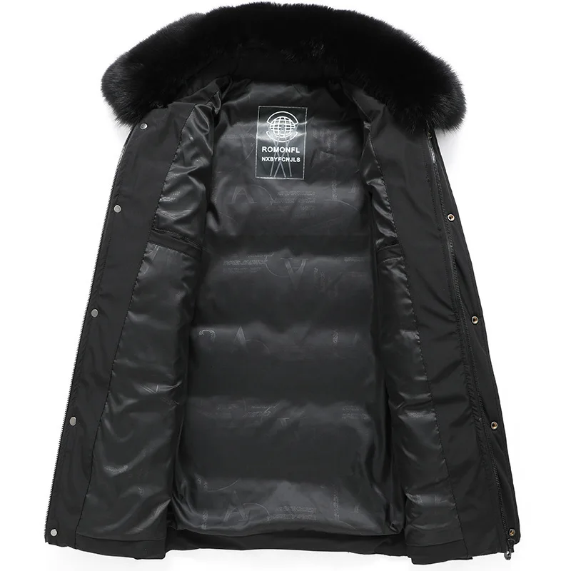 New Men's Middle Aged Business Casual Loose Thickened Cotton Suit Medium Length Wool Collar Middle Aged and Elderly Jacket