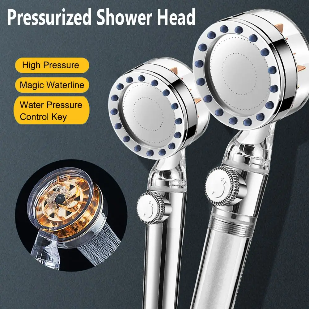 

Bathroom Handheld Spray Nozzle High Pressure Fan One Button Stop Water Saving Pressurized Shower Head