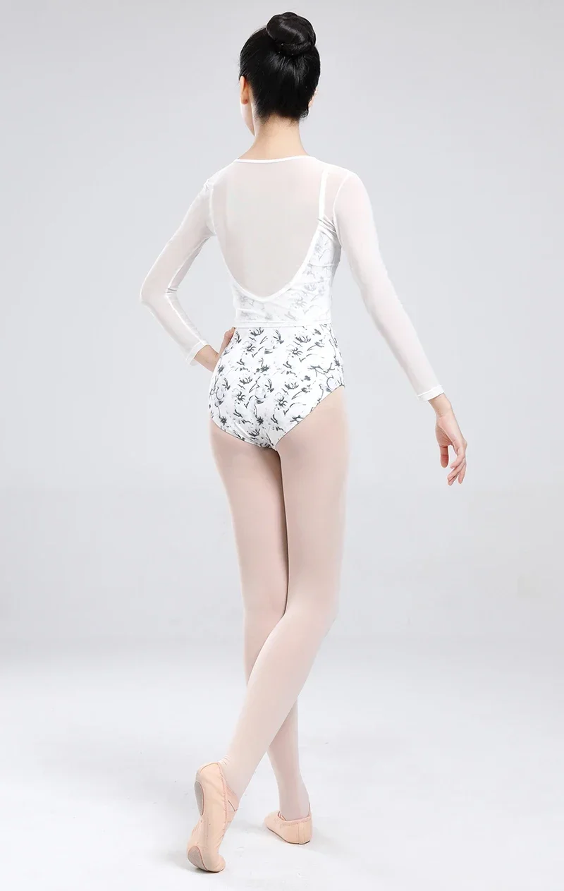 Балетное танцевальное трико для взрослых с белым принтом повседневная