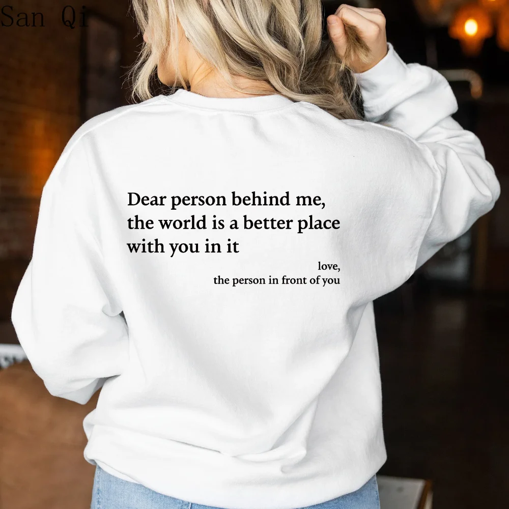 

Printing Pullovers Women Europe-USA Style Streetwear Pullovers Dear Person Behind Me Mental Health Awareness Casual Pullover
