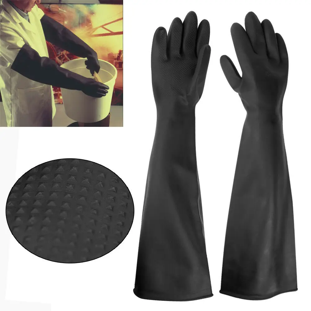 

Rubber PPE Latex Gauntlets Long Gloves Anti Chemical Industrial Gauntlet 60CM