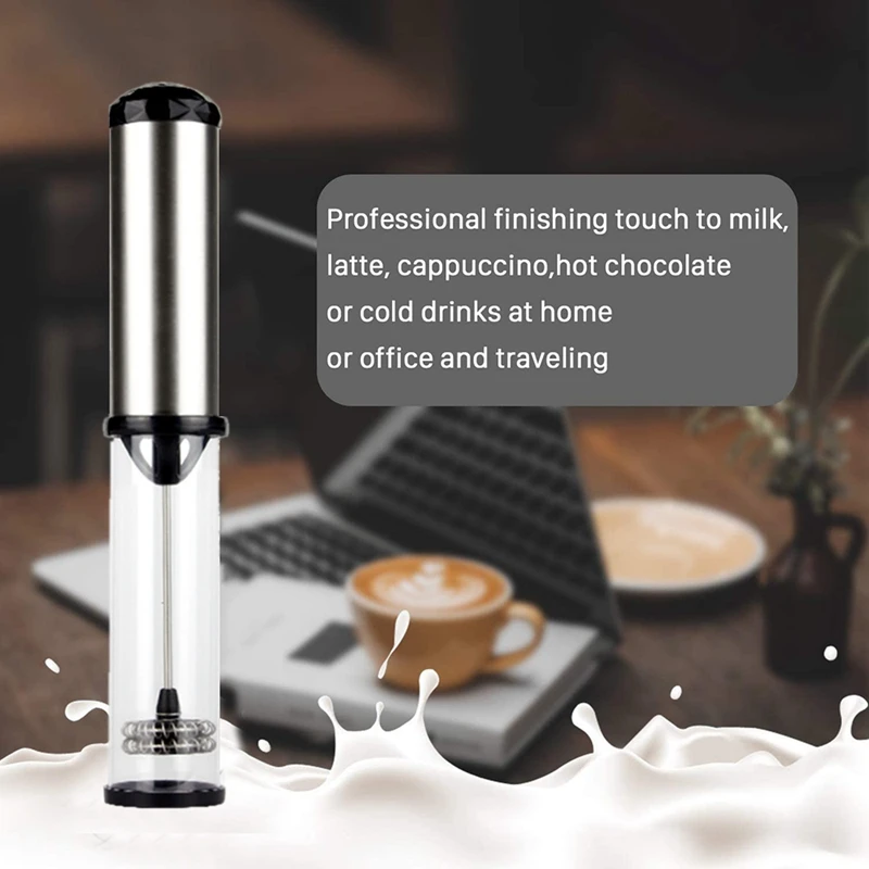 

Electric Milk Frother Handheld Foam Beater Milk Frother Battery Operated Mini Smoothie Blender For Whipping Cappuccino
