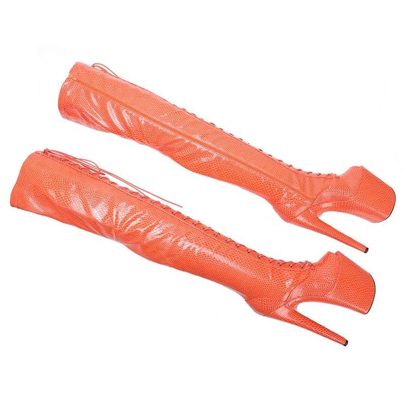 Leecabe 20CM/8Inch Snake PU UPPER   Platform disco party High Heels Shoes Pole Dance boot