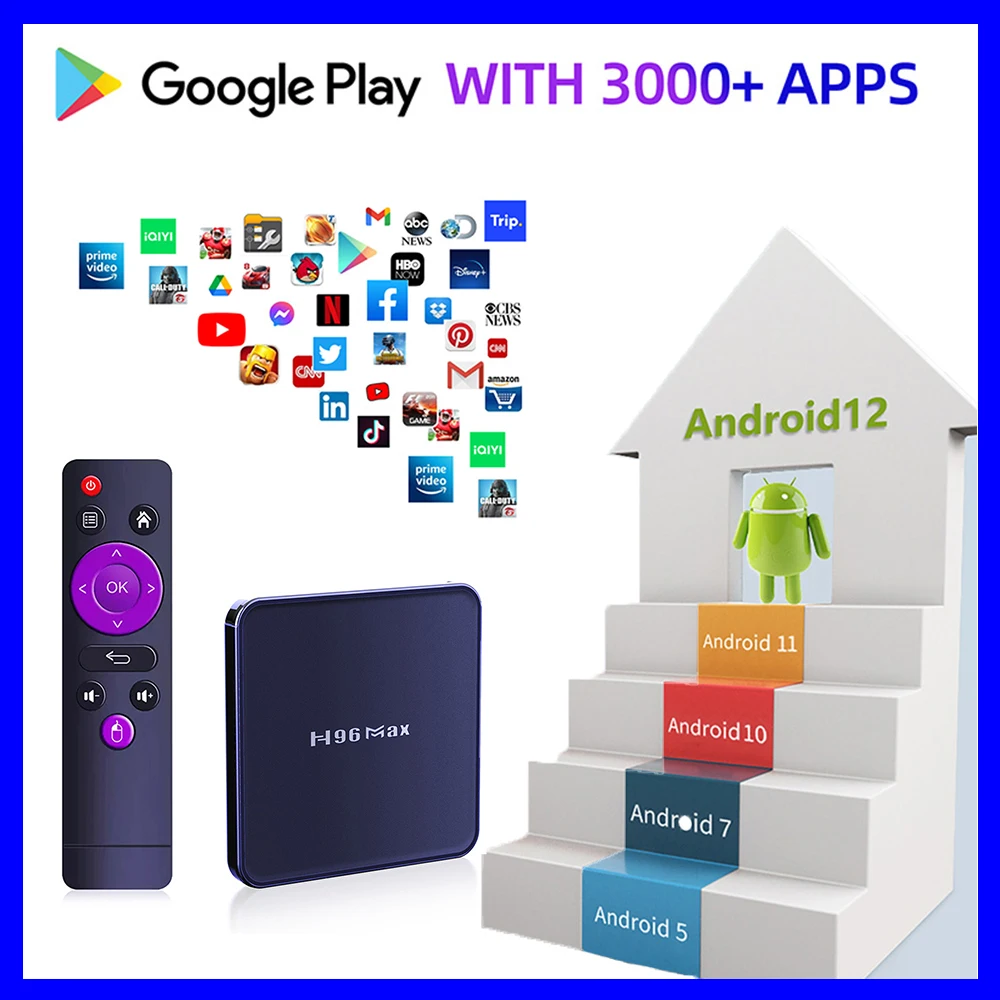 

ТВ-приставка Android 4,0, совместимая с Bluetooth, медиаплеер, 3D видео форматы для домашних развлечений, ТВ-приставка H96 Max V12