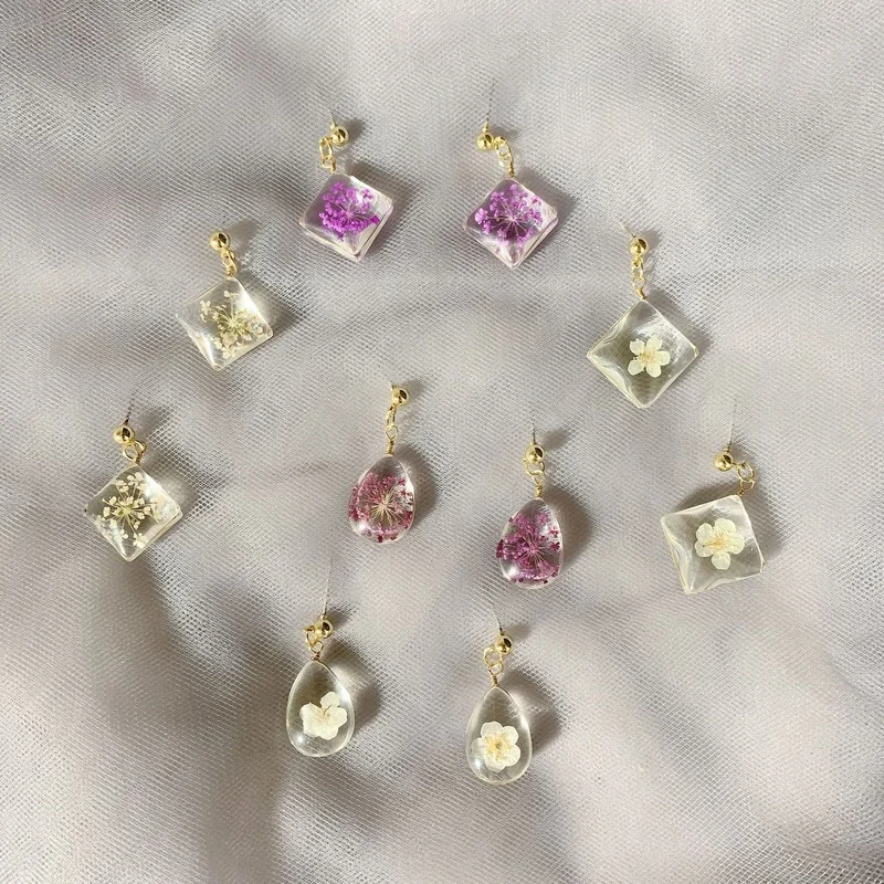 

New 925 Silver Fashion Earrings dry flower long drop earrings anniversary best gift women accessories hot sale