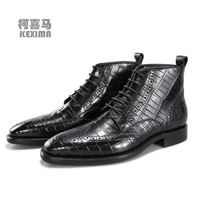 kexima cestbeau new nile crocodile british lace up men boots new bullock carving crocodile men crocodile shoes male boots