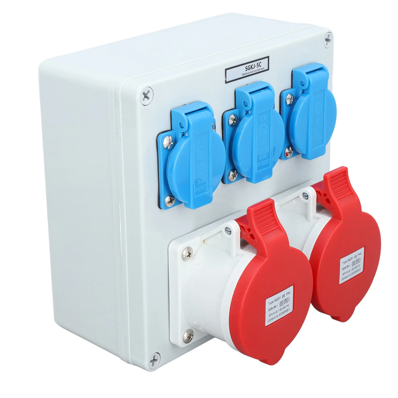 Электрическая розетка 3 шт. 16A 250V EU Outlet 2 32A 5-контактная CEE IP44 Водонепроницаемая