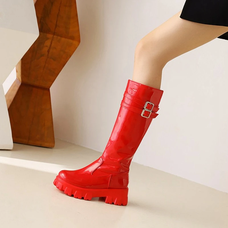 Женские зимние сапоги BLXQPYT в стиле панк на высоком каблуке большой размер 43 -