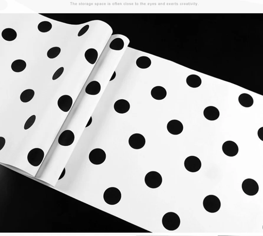 

Wave Point Wallpaper Black And White PVC Waterproof Sticker Hair Salon Children's Room And living Room Background Decoration