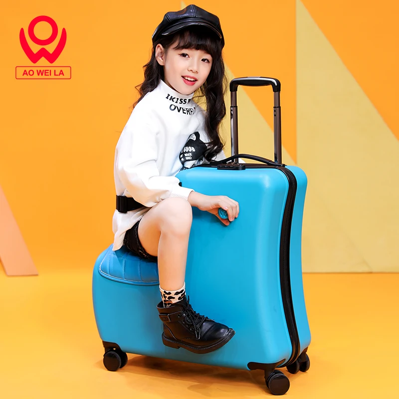 AOWEILA Kids Suitcase on wheels Cushion Travel Luggage Ride on Suitcase for Child Fit for 3-12 years old  24 Inch