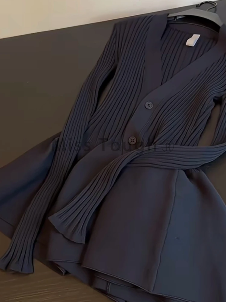 Зимнее трикотажное платье-свитер в стиле ретро женское дизайнерское элегантное